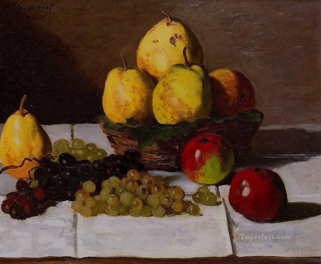 梨とブドウのある静物 クロード・モネ油絵